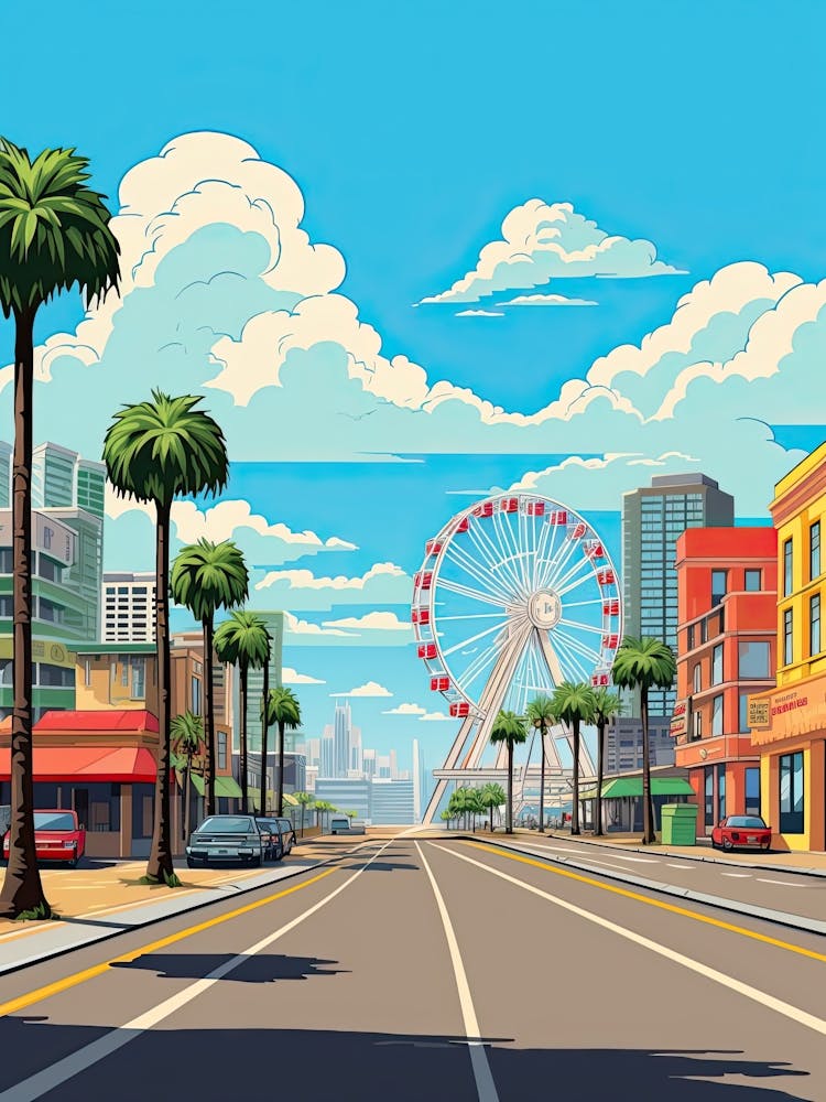 Myrtle Beach South Carolina, Usa, Flat Illustration 4