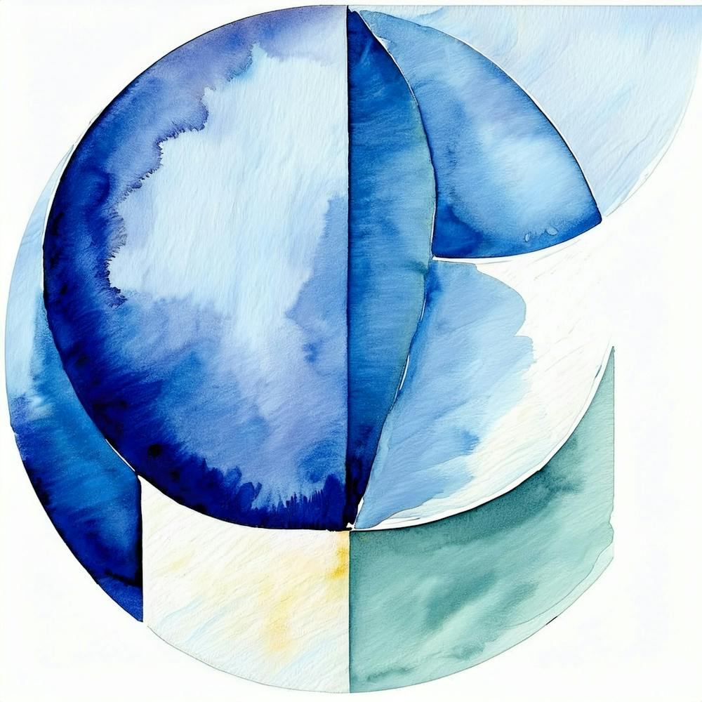 Blue And White Watercolor Painting