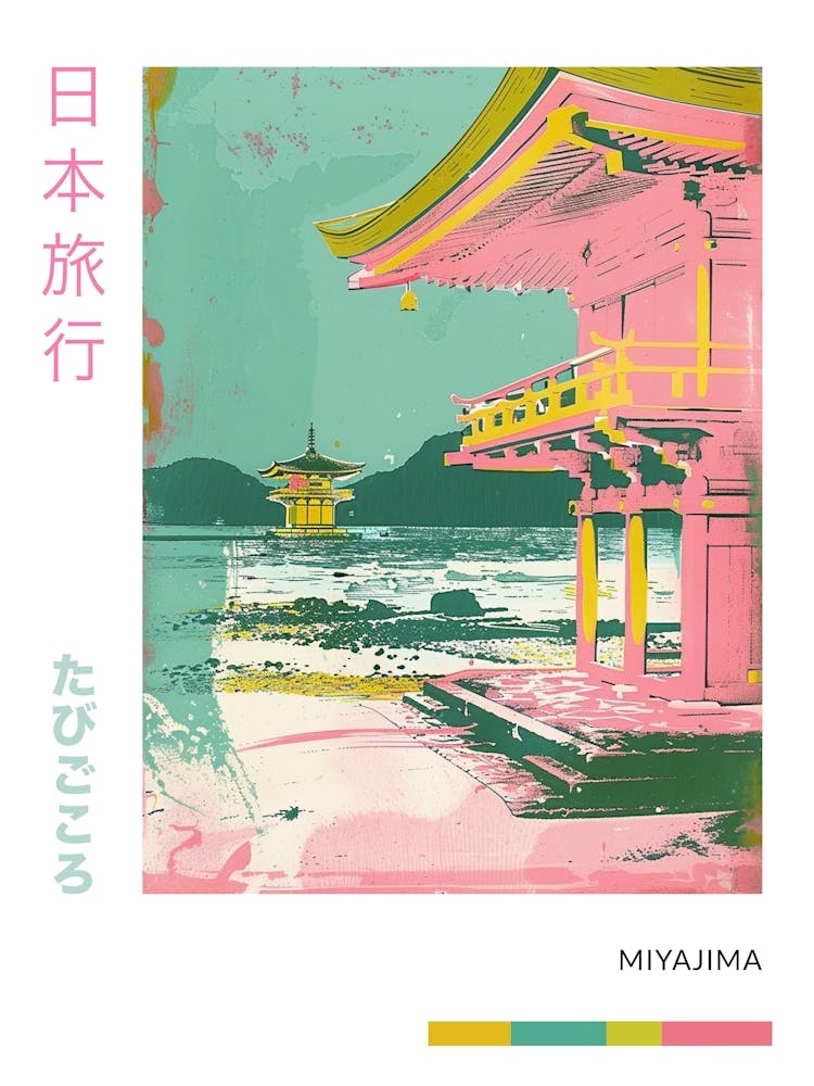 Miyajima Japan Retro Duotone Silkscreen Poster 3