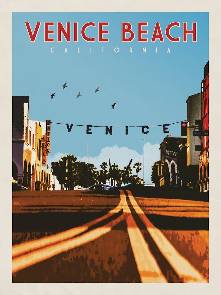 Venice Beach California Travel Poster