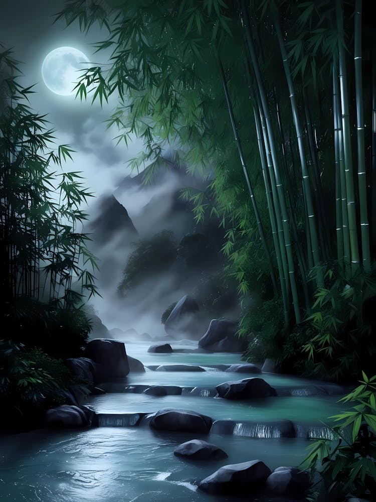 Bamboo Forest At Night
