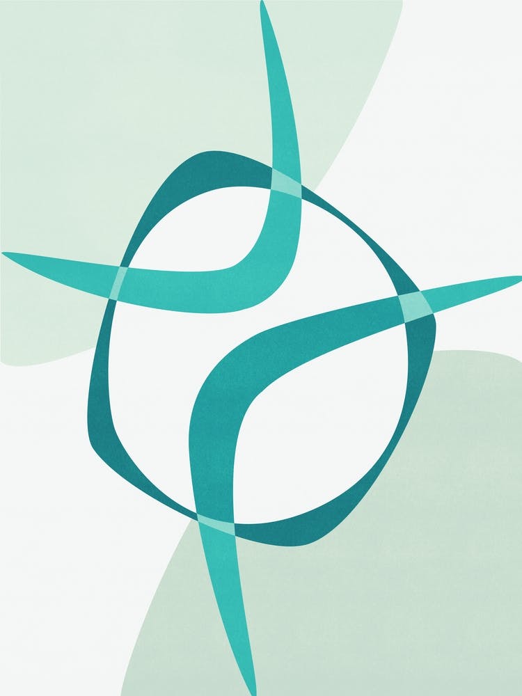 Mid Century Modern Atomic Age Abstract 27 Teal, Aqua