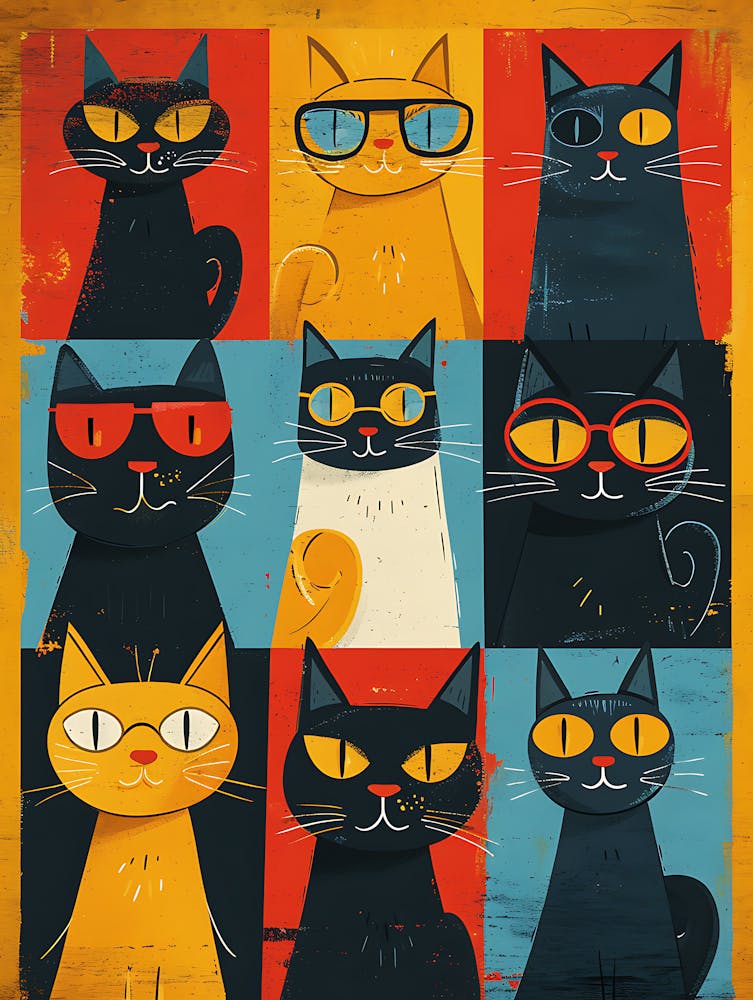Cats In Glasses Canvas Print