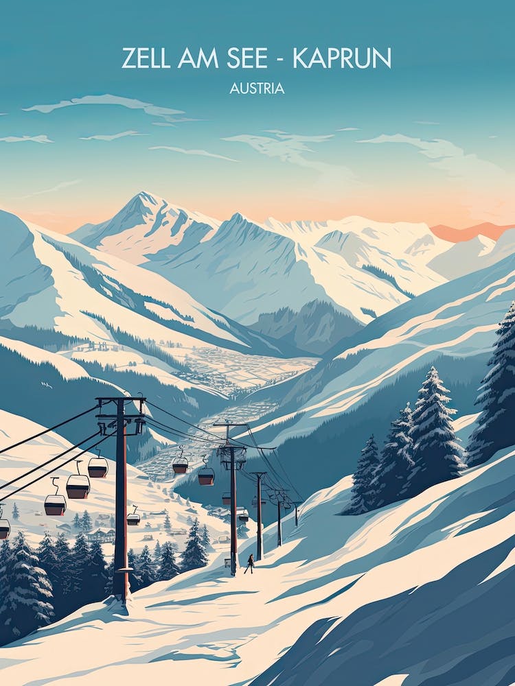 Poster Of Zell Am See   Kaprun   Austria, Ski Resort Illustration 1