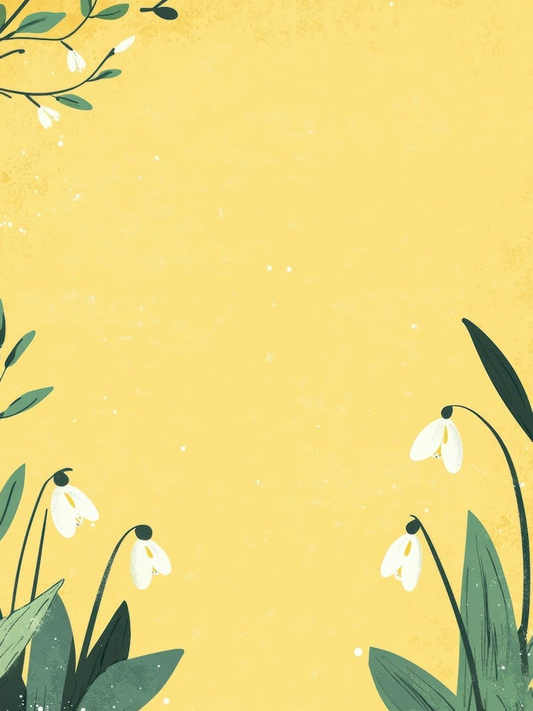 Snowdrops On Yellow Background