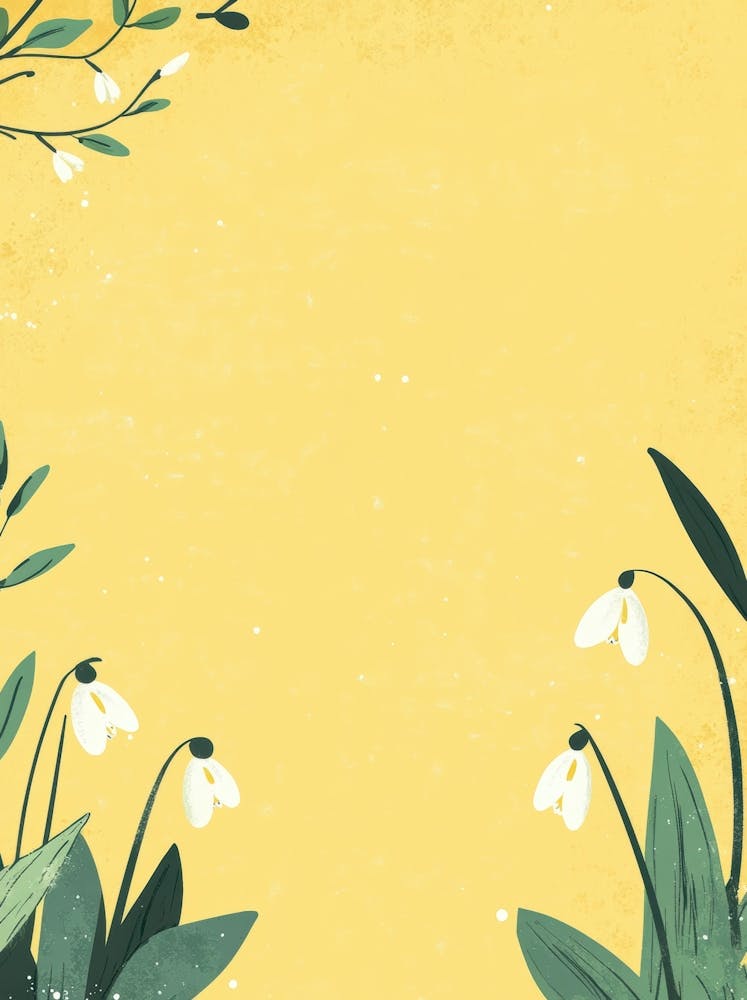 Snowdrops On Yellow Background
