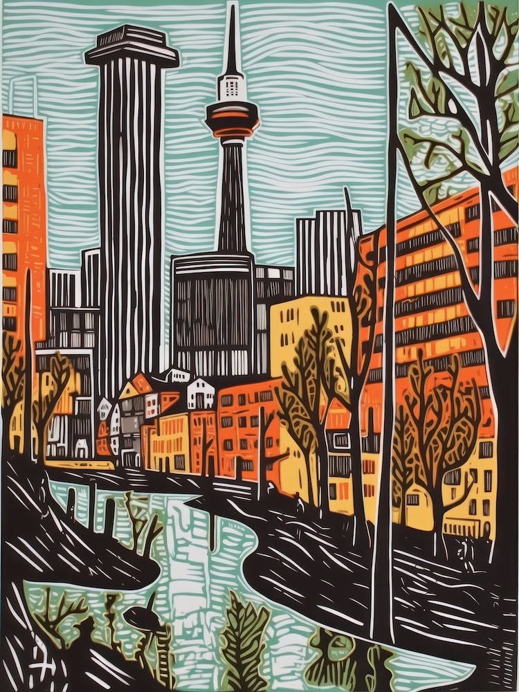 Berlin Linocut Illustration Style 3