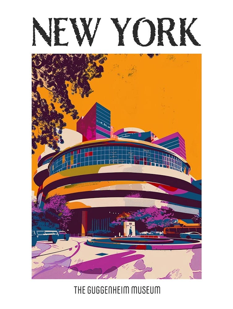 The Guggenheim Museum New York Colourful Silkscreen Illustration 4 Poster