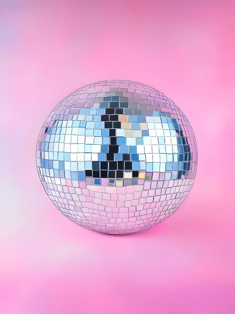 Disco Ball On Pink Background