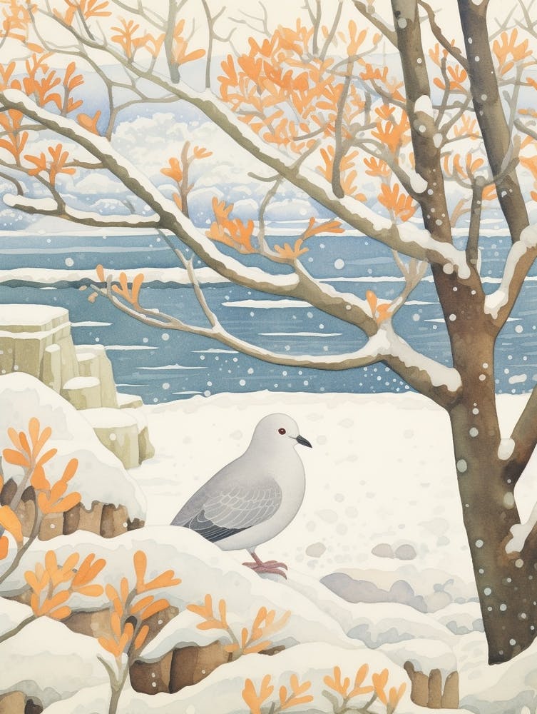 Winter Bird Painting Pigeon 2