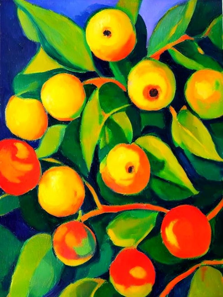 Ackee Fruit Vibrant Matisse Inspired Painting Fruit