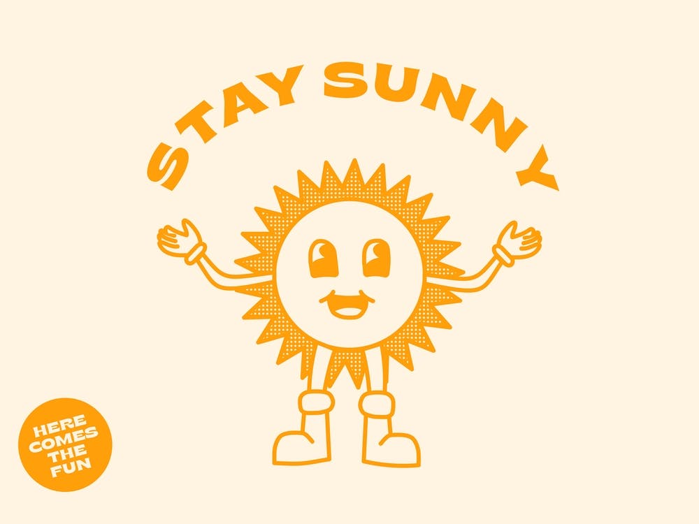 Stay Sunny Retro Cartoon Sunshine