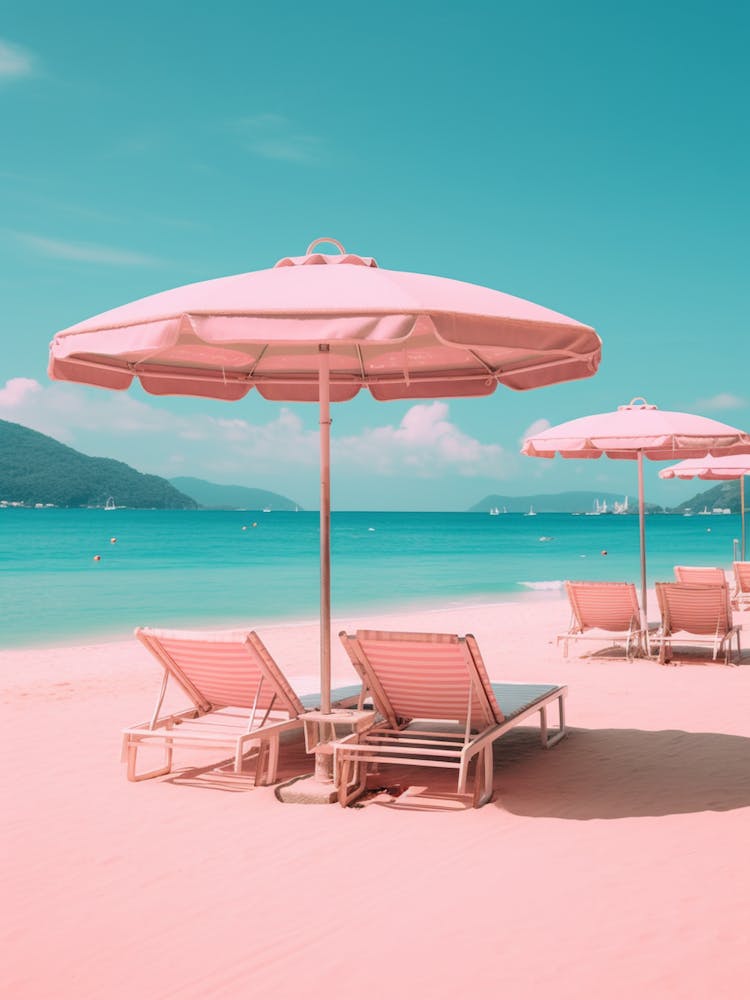 Patong Beach Phuket Thailand Turquoise And Pink Tones 1