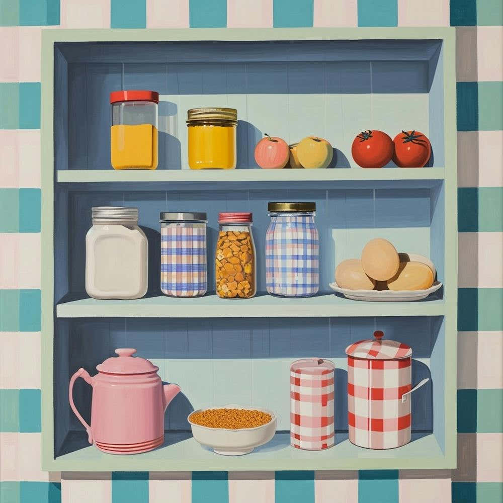 Vintage Pastel Kitchen Shelves 1