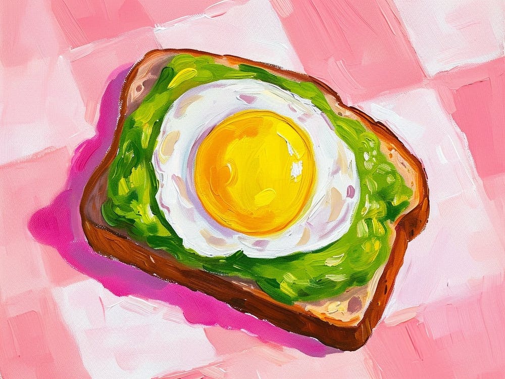 Avocado Egg On Toast Pink Checkerboard 1