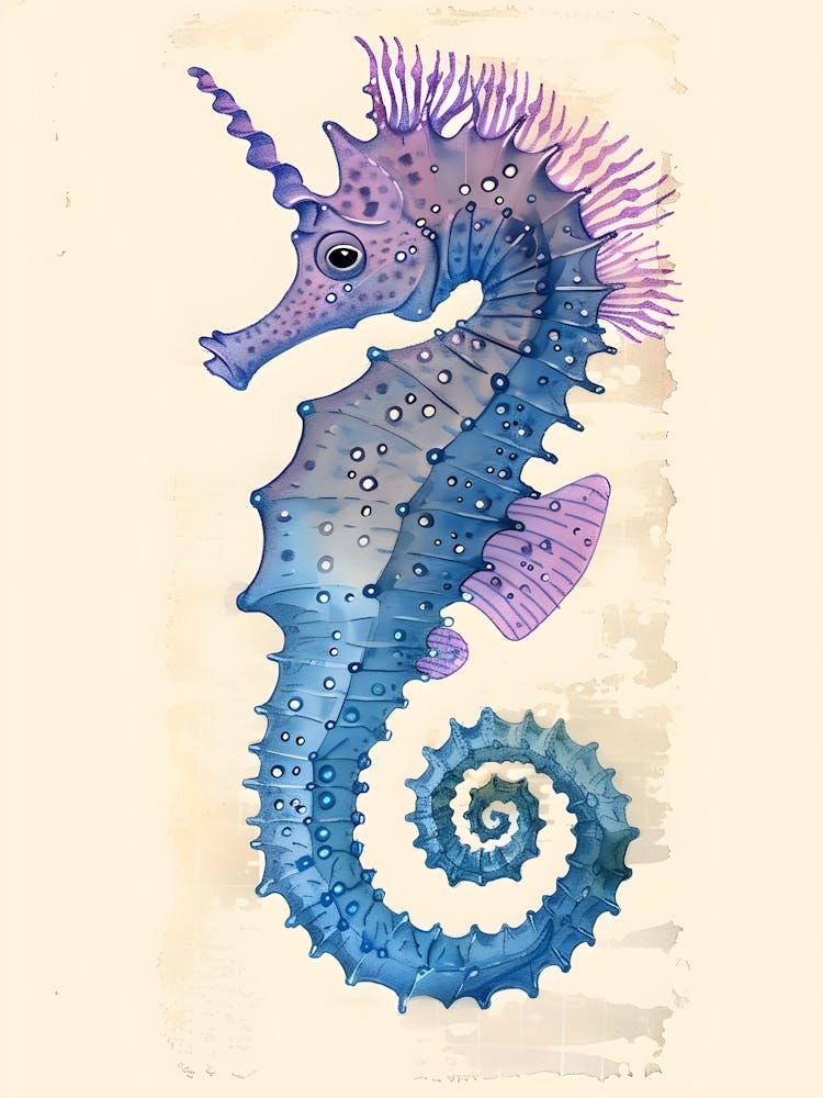 Seahorse Watercolor Illustration