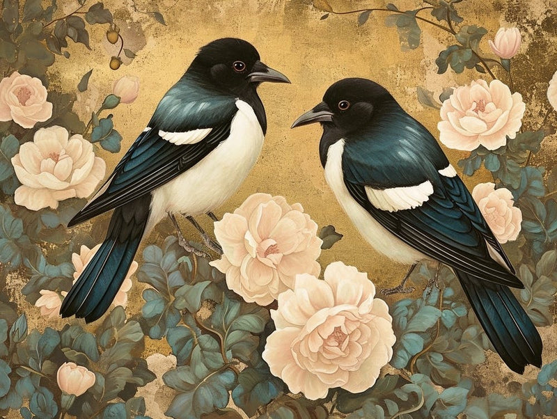 Floral Animal Illustration Magpie 4