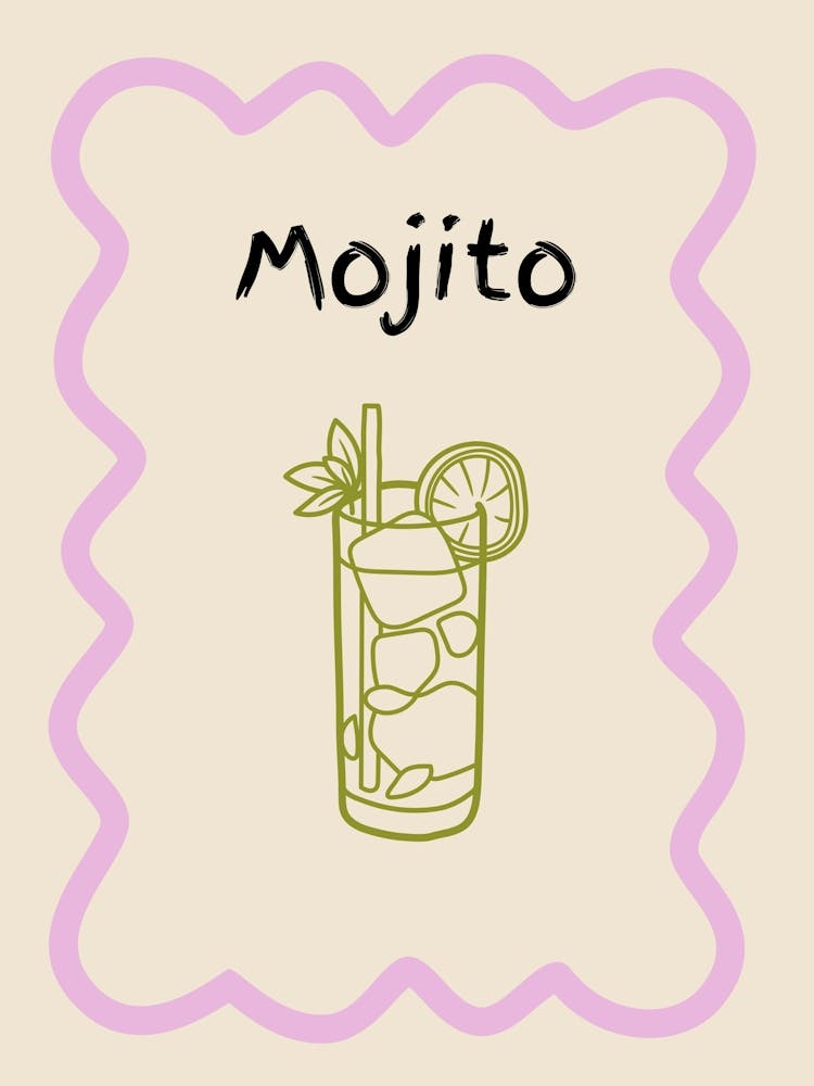 Mojito Doodle Poster Lilac & Green