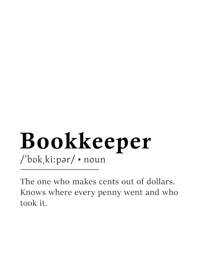 Bookkeeper Definition Poster - Dictionary