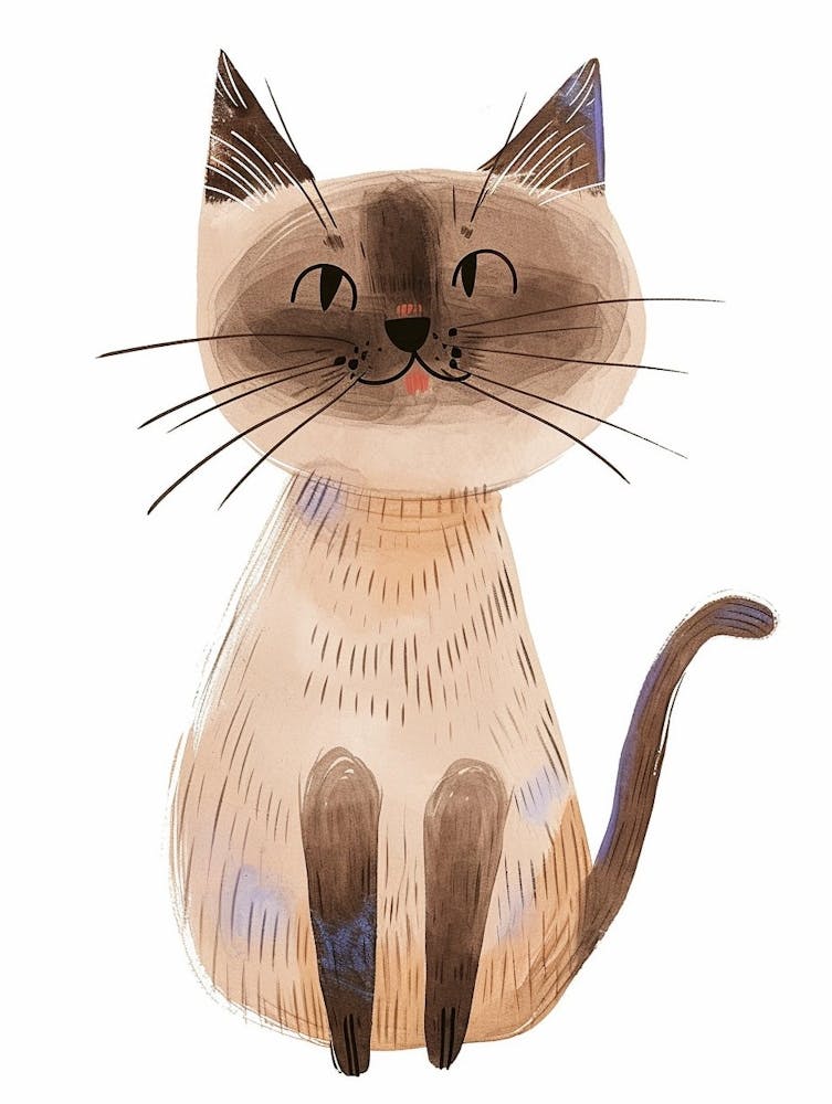 Tonkinese Cat Clipart Illustration 1