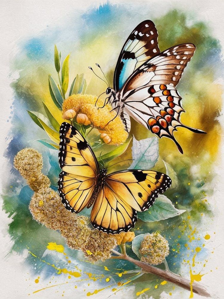 Butterflies On A Branch
