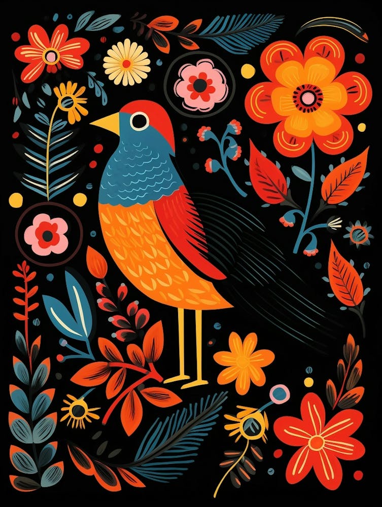 Folk Bird Illustration Cowbird 2