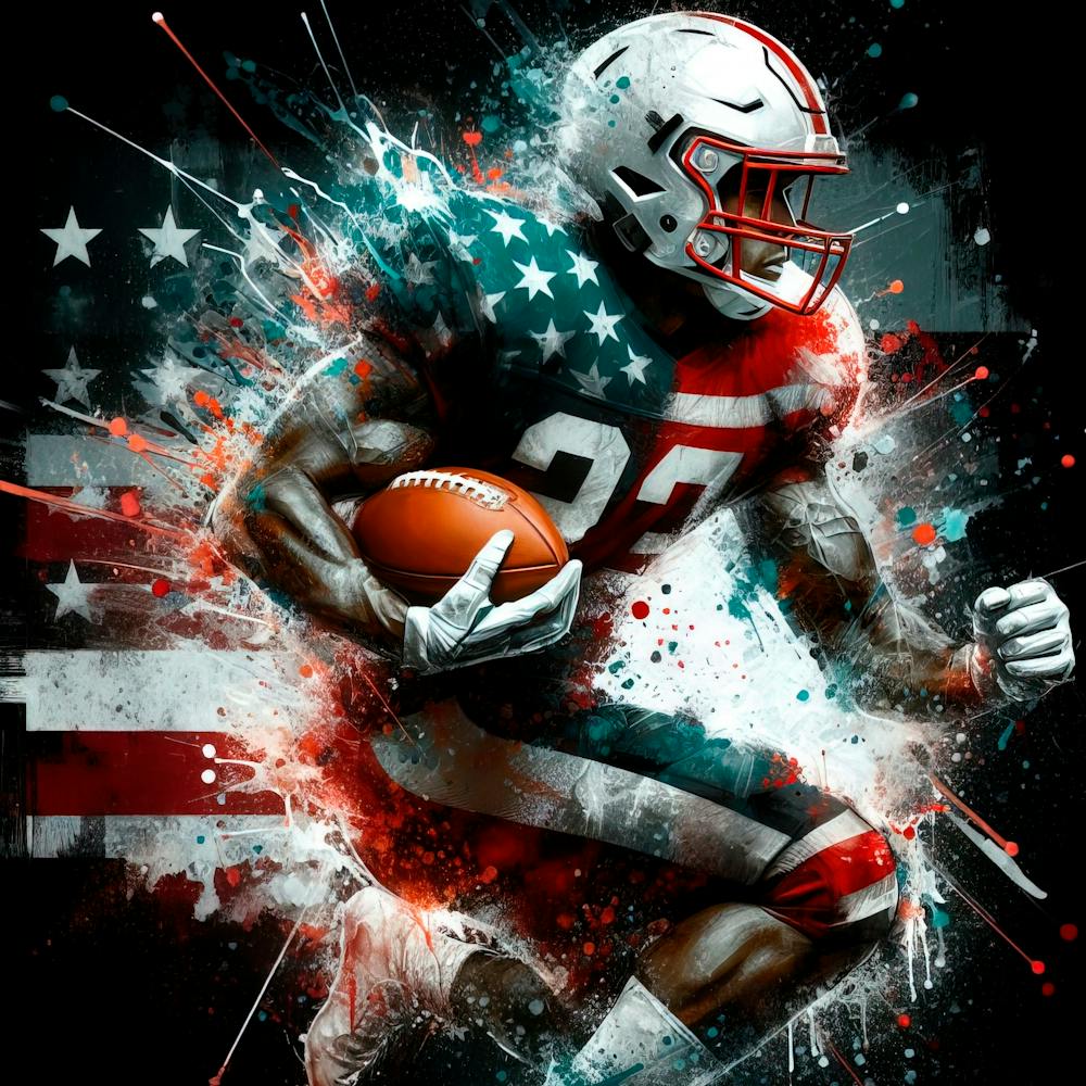 American Football Player In Watercolor 3