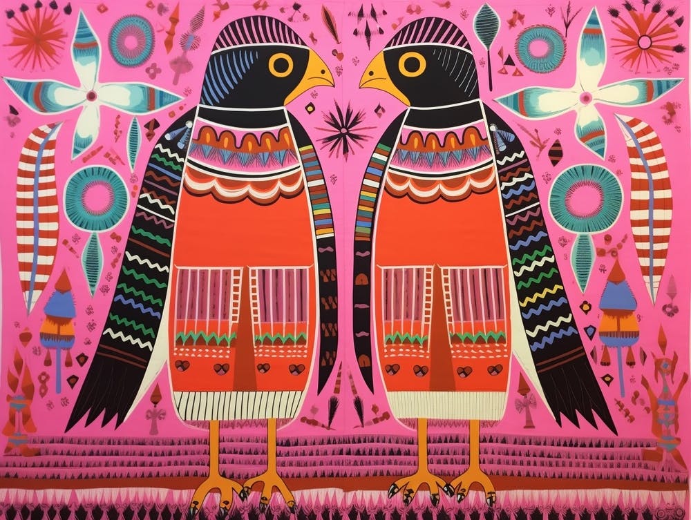 Falcon 2 Folk Style Animal Illustration