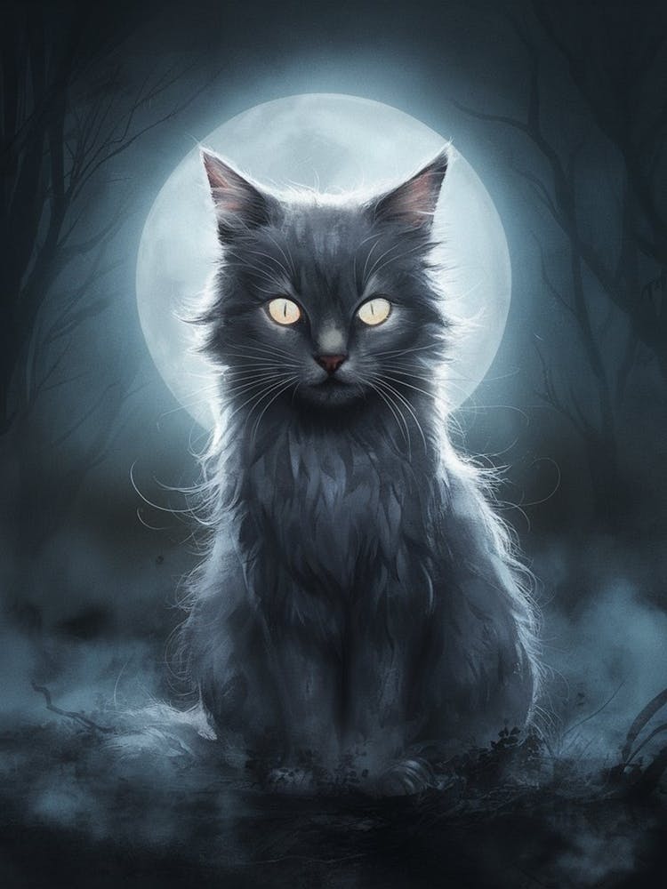 Black Cat In The Moonlight 1