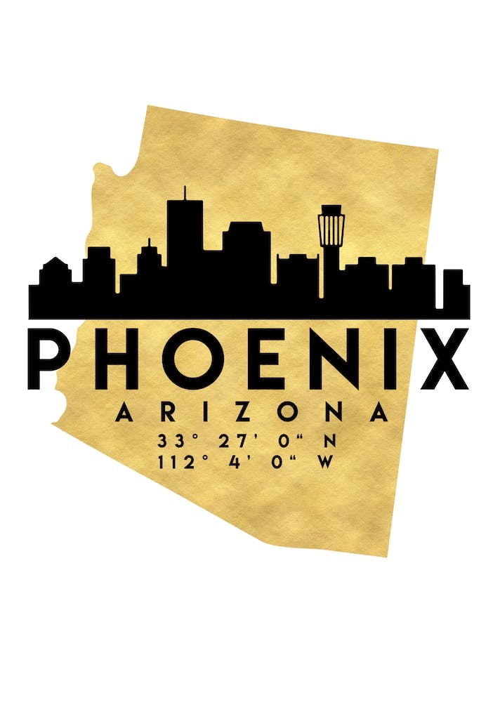 Phoenix Arizona Silhouette City Skyline Map