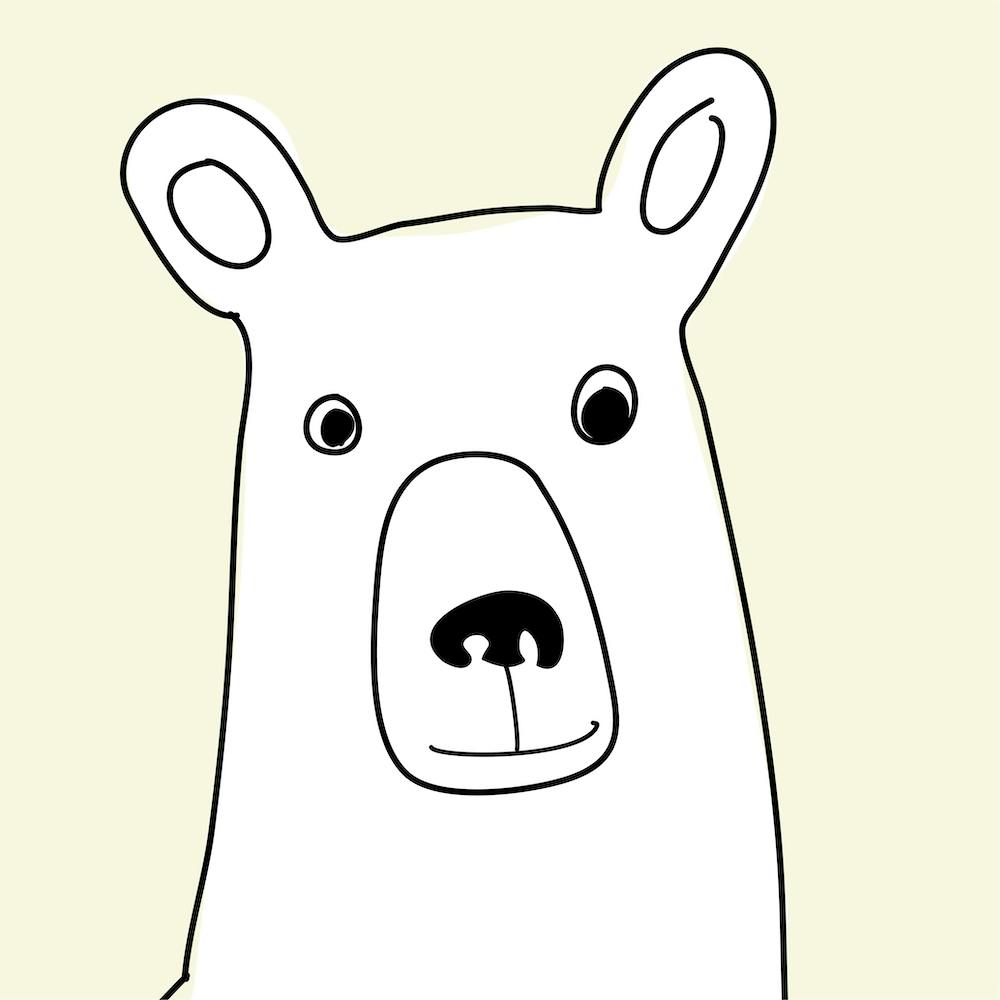 Bear in a Yellow Square Line