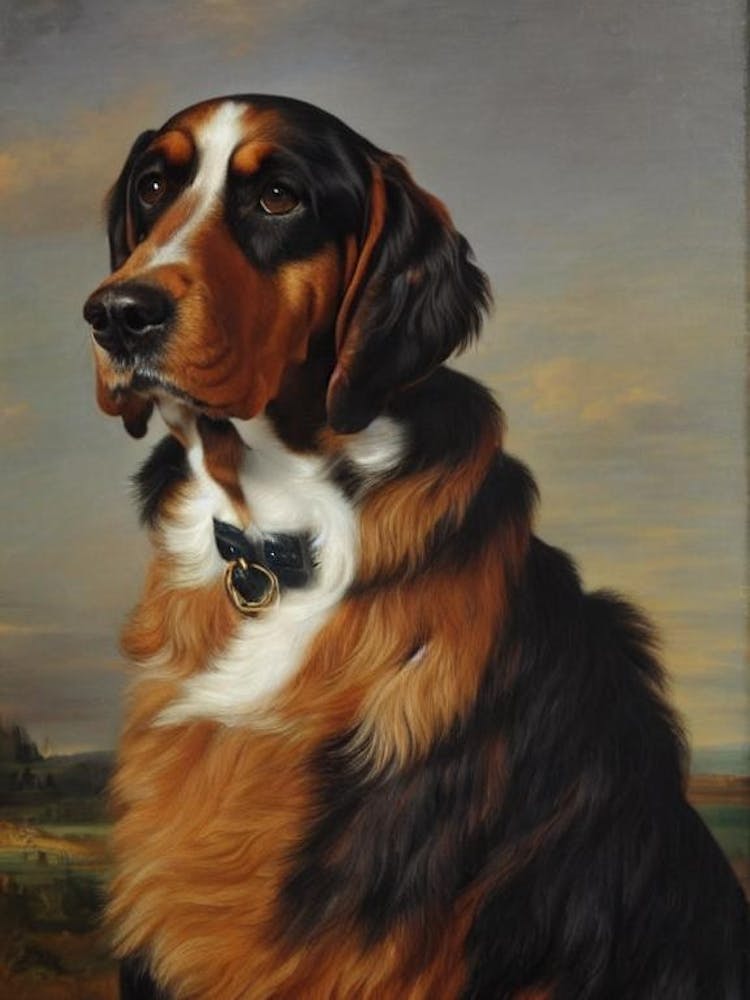 Grand Basset Griffon Vendeen Renaissance Portrait Oil Painting