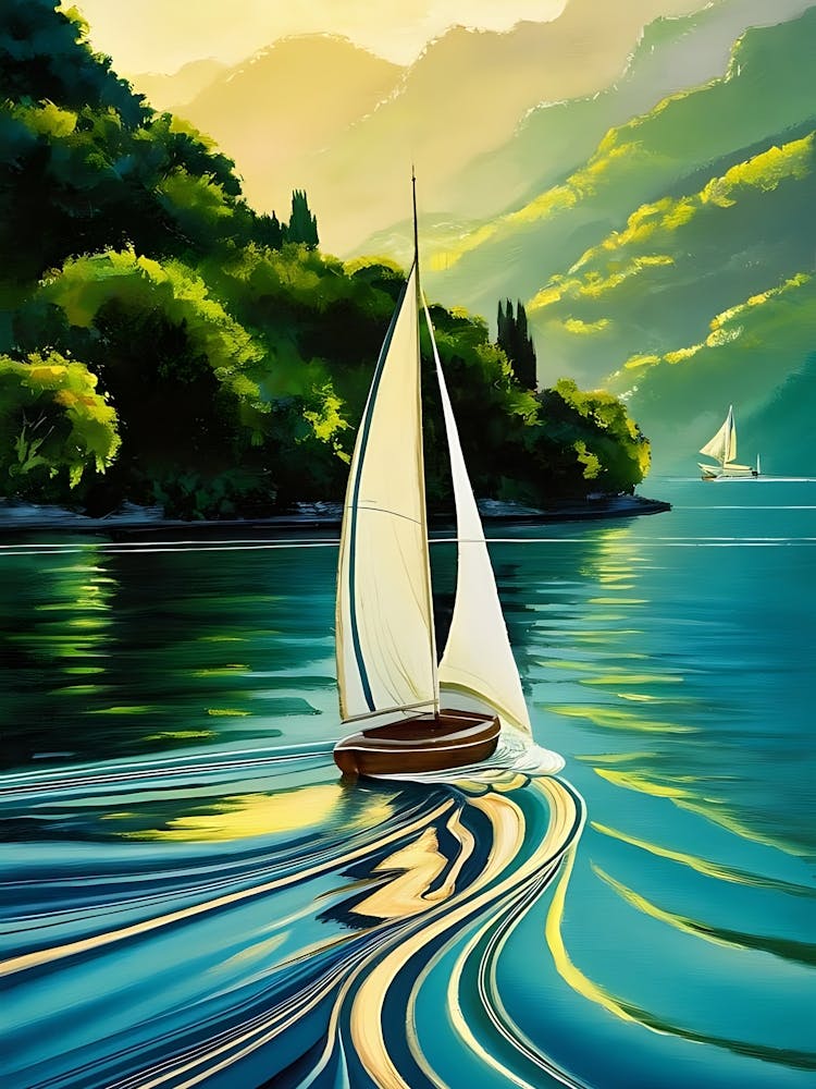 Segelboot auf dem See 2