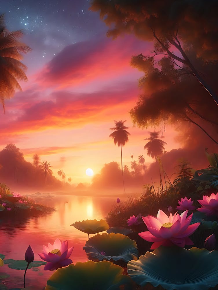 Beautiful Lotus Lake Landscape 4