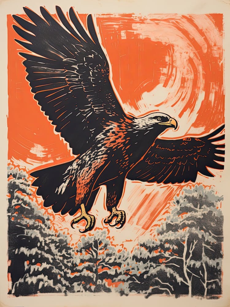 Adler, Holzschnitt Tierzeichnung 4
