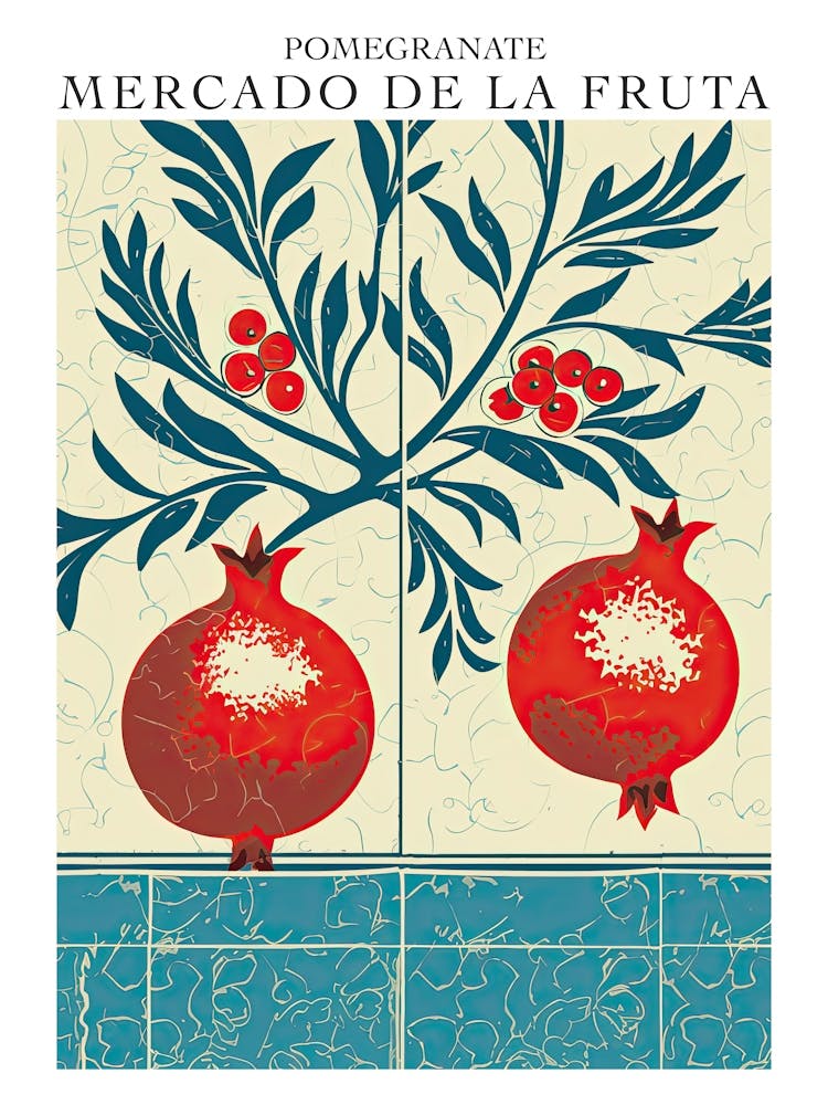 Mercado De La Fruta Pomegranate Illustration 3 Poster