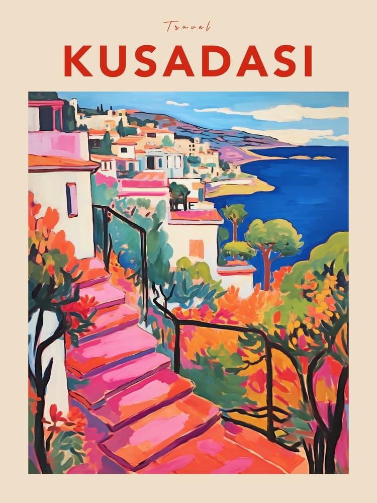 Kusadasi Turkey Fauvist Travel Poster