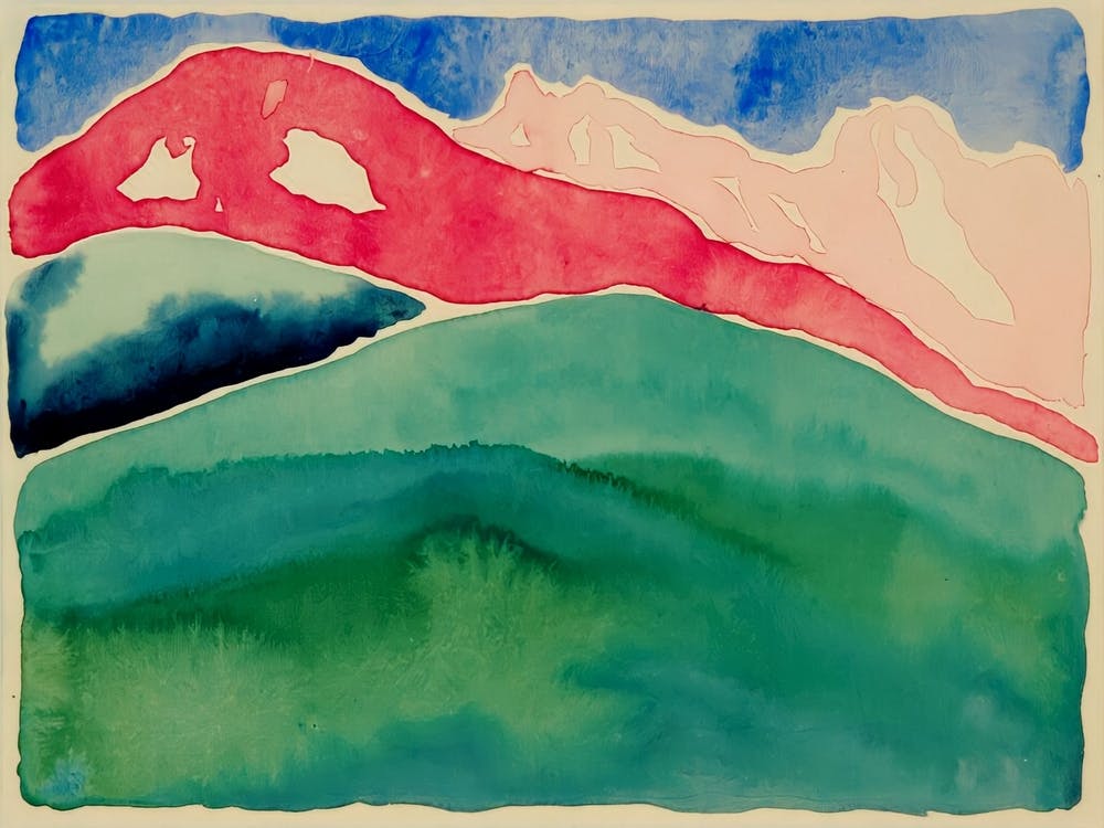Georgia O'Keeffe - Pink and Green Mountain, 1917