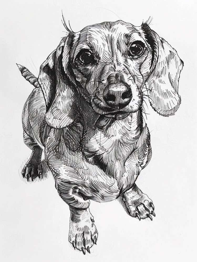 Dachshund Dog Line Sketch 1