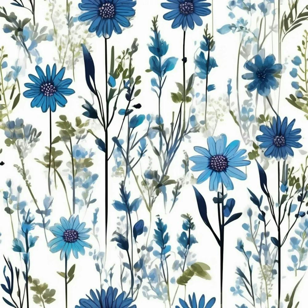 wildflower blue daisys plant print