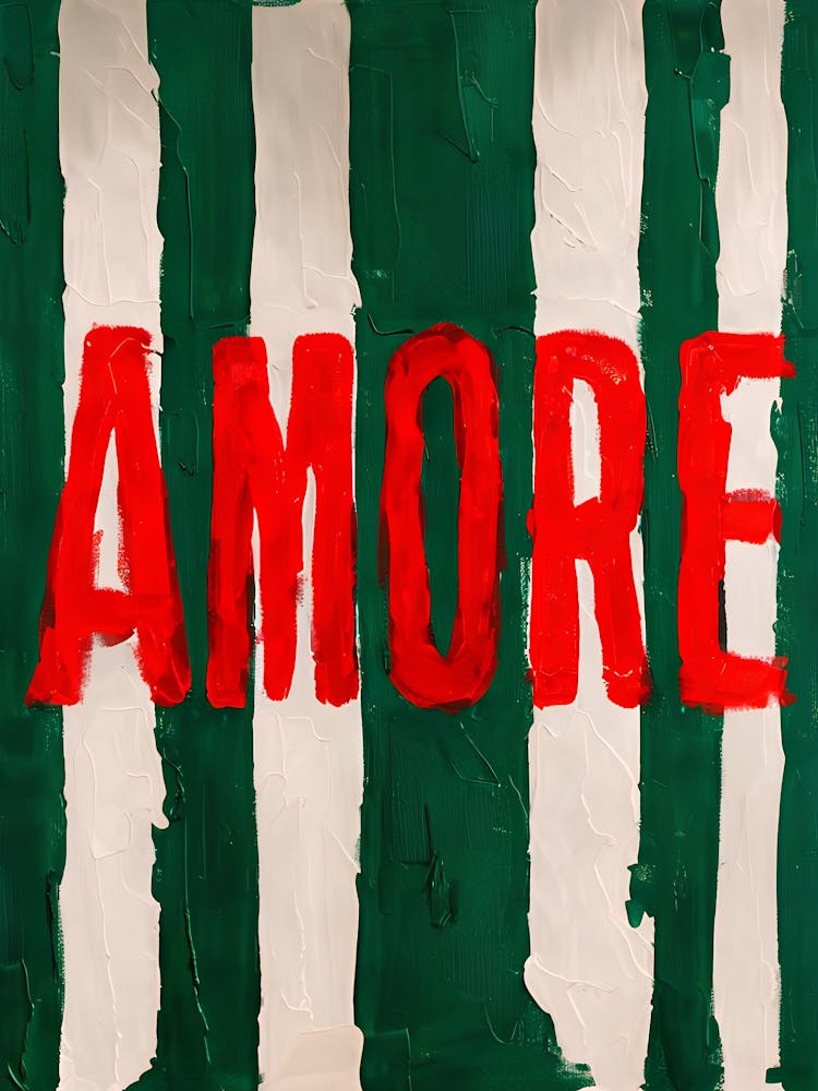 Green Typography Wall Art Psychedelic Stripe Poster