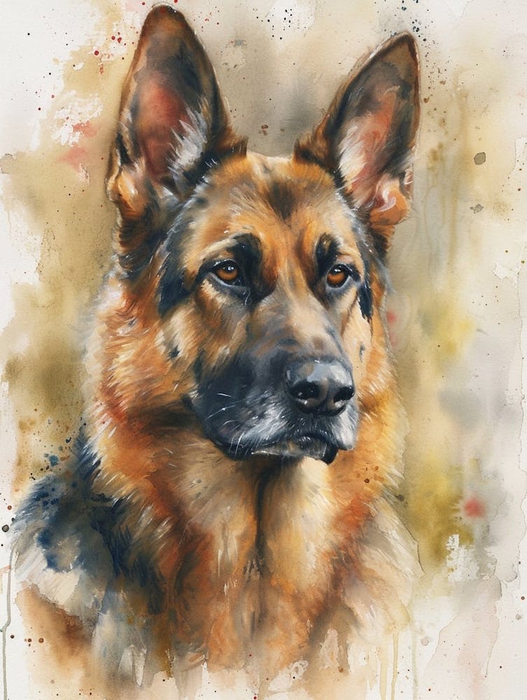 German Shepherd Watercolor Painting 3