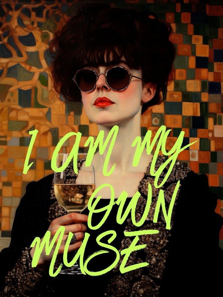 Je suis ma propre muse - Citation Drôle - Art Mural Féministe Revisité - Décor Maximaliste