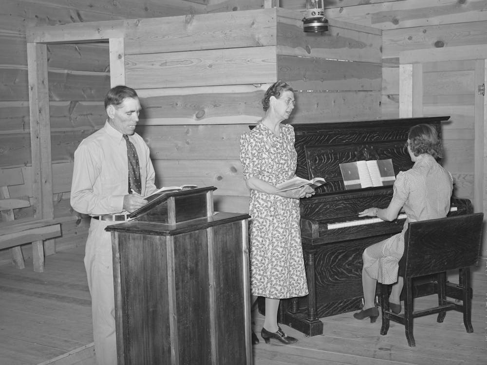 Singing At Church Services, Pie Town, New Mexico By Russell Lee