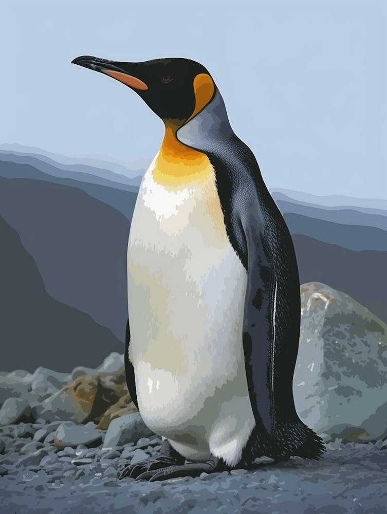 Emperor Penguin Gold Harbour Minimalist Illustration Illustration 4