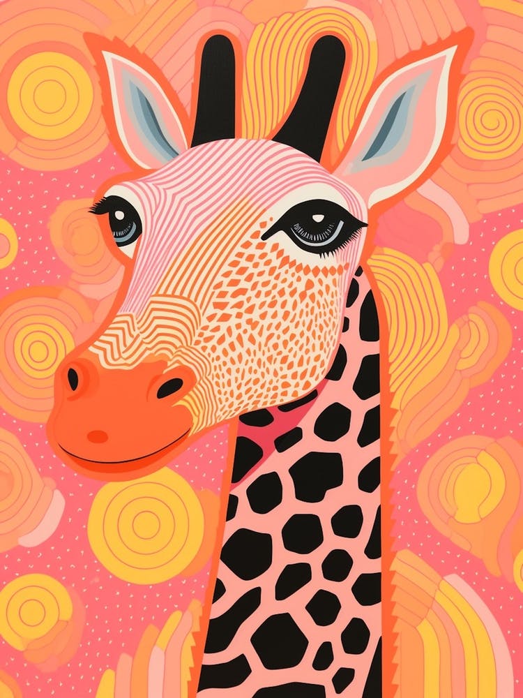 Abstract Giraffe Yellow & Pink Pattern 2