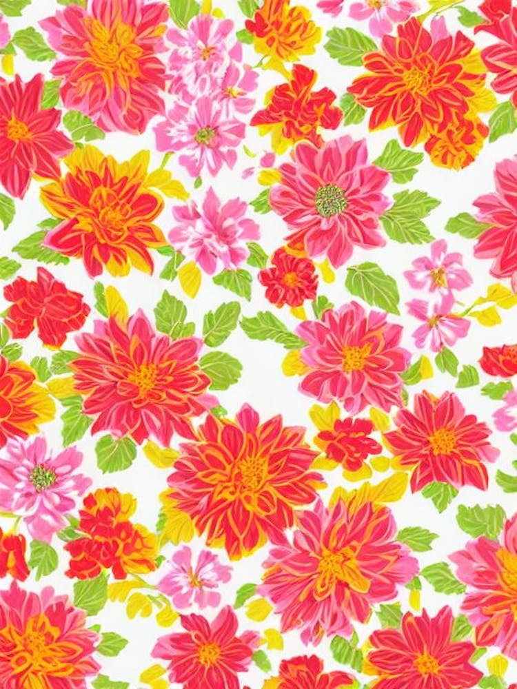 Dahlia Floral Print Warm Tones 2 Flower