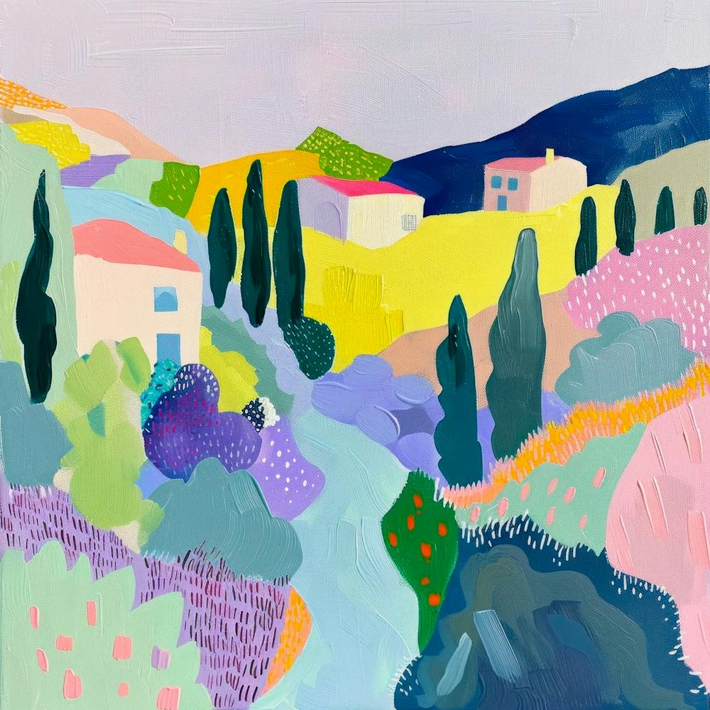 Bright Countryside. Maximalist Landscape