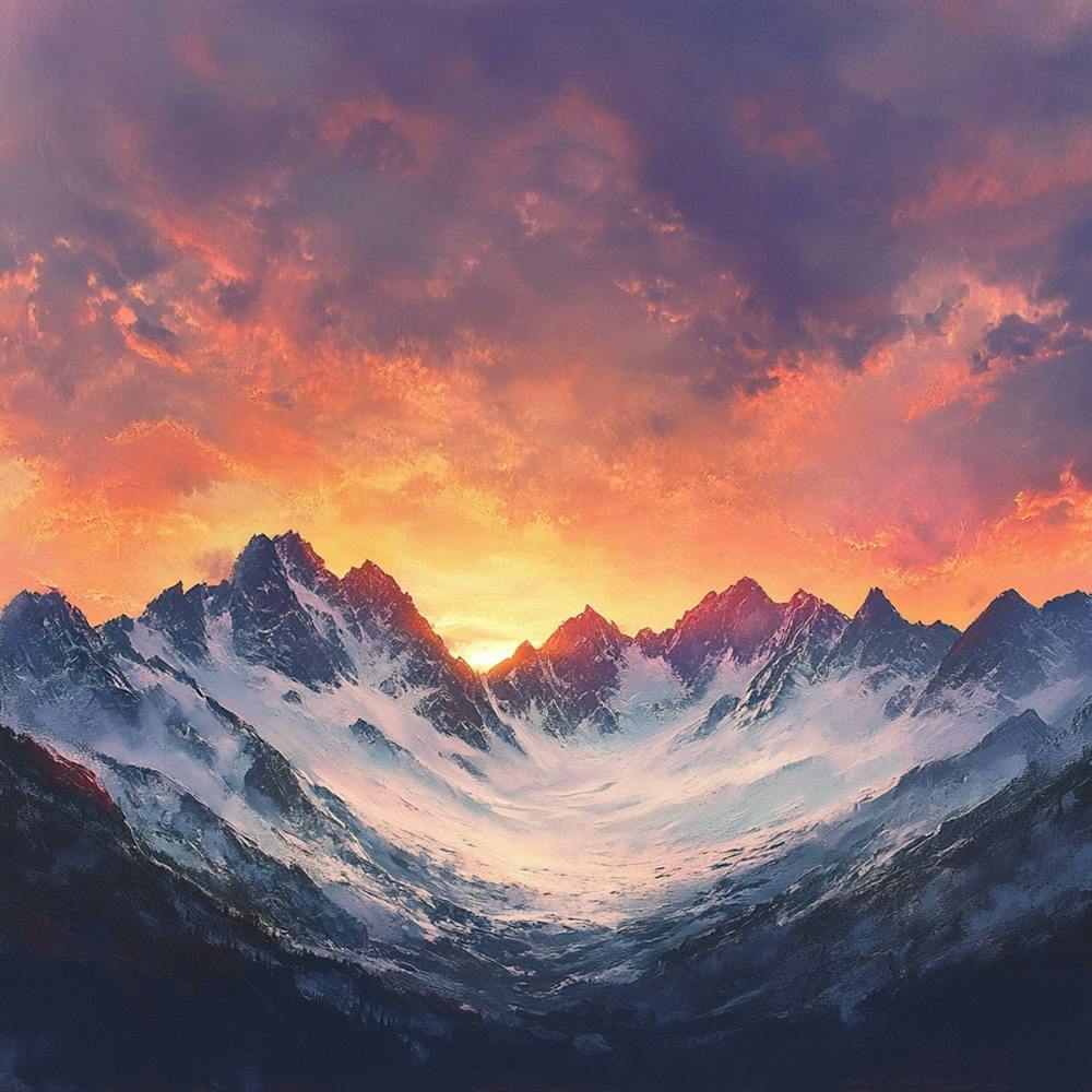 Dynamic Mountain Sunset Landscape 2