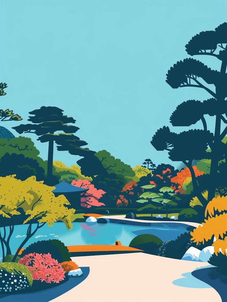Kenrokuen Garden Kanazawa Illustration Colorée